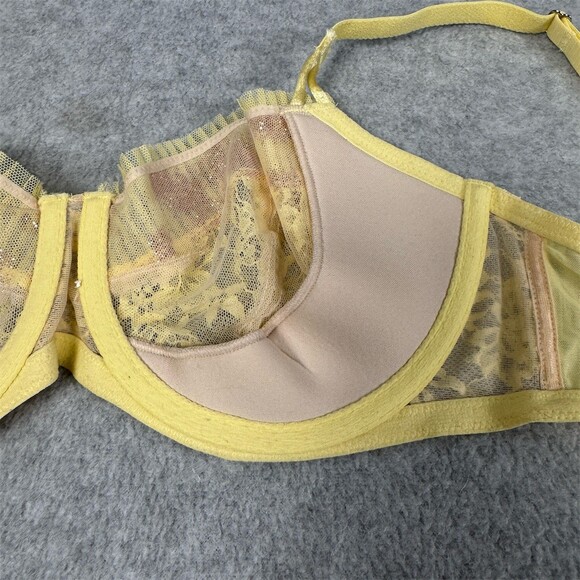 Victoria's Secret Dream Angels Underwire Bra 32DDD Yellow Lace - Picture 4 of 11